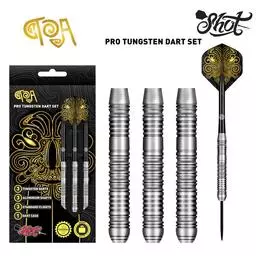 Click here to learn more about the Shot! Darts TOA STEEL TIP DART SET - PRO TUNGSTEN DART BARRELS.