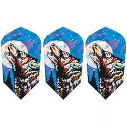 GLD Howling Wolf at Moon 2-D Glitter Coal Cracker Dart Flights