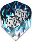 Click here to see larger photo of the Blue Flames with Dice Standard Dart Flight.