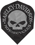 Click here to see larger photo of the Harley Davidson Silver Glitter Skull Standard Dart Flight .