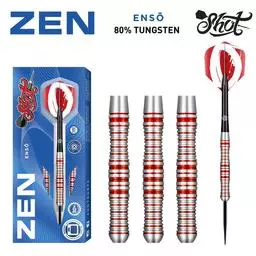 Click here to learn more about the Shot! Darts ZEN ENSO STEEL TIP DART SET - 80% TUNGSTEN BARRELS.