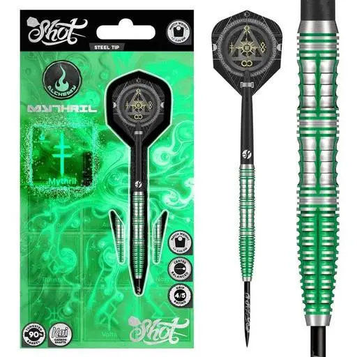 Shot Darts!Alchemy Mythril Steel Tip Darts Set - 90% Tungsten Barrels
