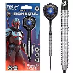 Click here to learn more about the Shot! Darts Future Knights Ironsoul Steel Tip Dart Set-90% Tungsten Barrels 24 Grams.