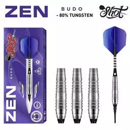 Click here to learn more about the Shot! Darts ZEN BUDO SOFT TIP DART SET - 80% TUNGSTEN BARRELS.