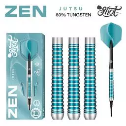 Click here to learn more about the Shot! Darts ZEN JUTSU 2.0 SOFT TIP DART SET - 80% TUNGSTEN BARRELS.