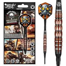 Click here to learn more about the Shot! Darts Badlands Rustin Soft Tip Dart Set-90% Tungsten Barrels 20 Grams.