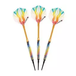 Click here to learn more about the Elkadart Rainbow 90% Tungsten Soft Tip Darts .