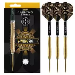 Click here to learn more about the Harrows Anniversary Edition V-Wing 90% Tungsten Steel Tip Darts.